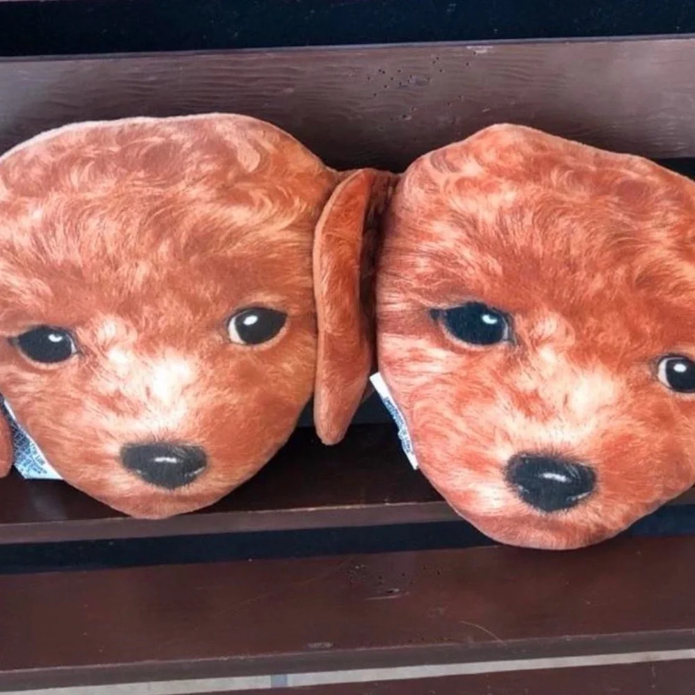 Brown golden doodle Dog Face‎ Plush Pillow
